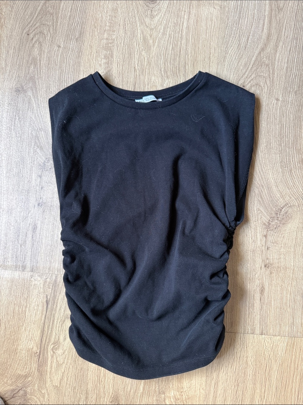 Zara Black Ruched Sleeveless Crop Top